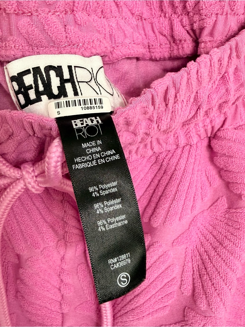 Beach Riot Pink Shell-Textured Drawstring Athletic Shorts - Picture 4 of 6
